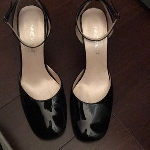 Black patent leather heels